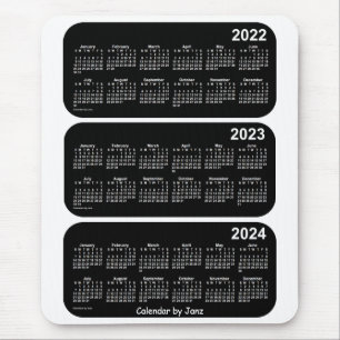 2022-2024 White Neon 3 Year Calendar by Janz Mouse Pad