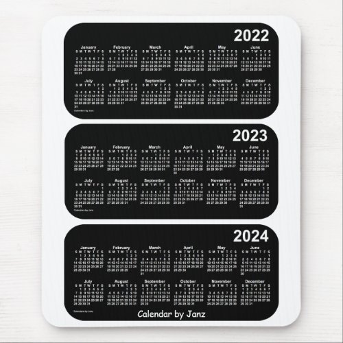 2022_2024 White Neon 3 Year Calendar by Janz Mouse Pad