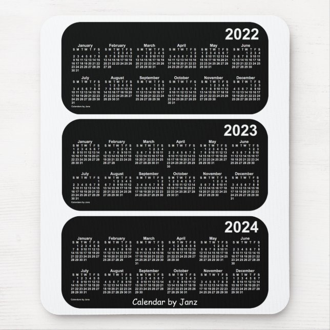 2022-2024 White Neon 3 Year Calendar by Janz Mouse Pad (Front)