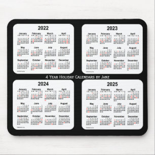 2022-2025 Black and White Holiday Calendar by Janz Mouse Pad