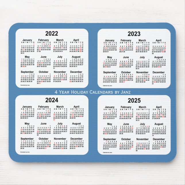 2022-2025 Steel Blue Holiday Calendar by Janz Mouse Pad (Front)