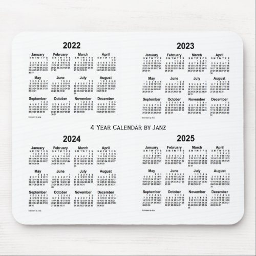 2022_2025 White 4 Year Calendar by Janz Mouse Pad