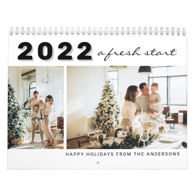 2022 A Fresh Start New Year Modern Custom Photo Calendar (Cover)