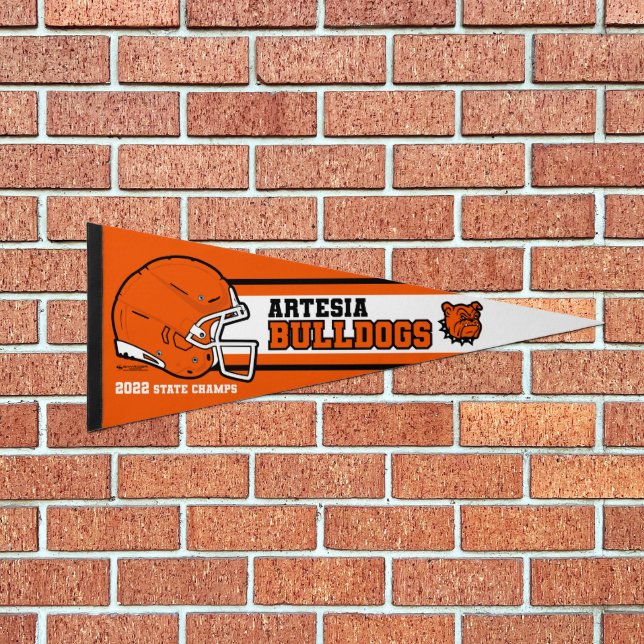 2022 Artesia Bulldogs State Champs Pennant Flag (Front)