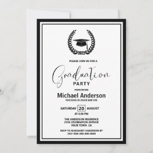 2022 Black Border Graduation Party Invitation
