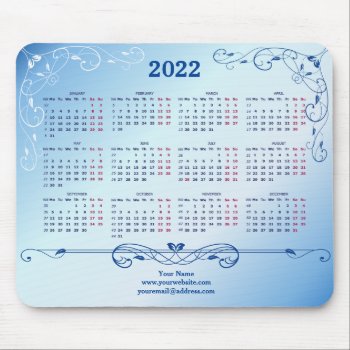 2022 Blue Elegant Mouse Pad by Stangrit at Zazzle