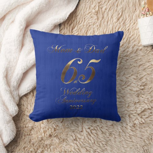 2022 Blue Sapphire Wedding 65th Anniversary Throw Pillow