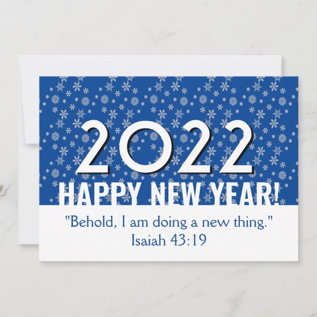 2022 Blue Snowflake CHRISTIAN New Year Holiday Card (Front)