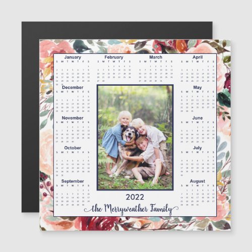 2022 Blush Floral Photo Magnetic Calendar