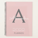 2022 Blush Pink Grey Monogram Elegant Planner<br><div class="desc">2022 Blush Pink Grey Monogram Name and Initial Spiral Notebook Planner. This makes the perfect sweet 16 birthday,  wedding,  bridal shower,  anniversary,  baby shower or bachelorette party gift for someone that loves glam luxury and chic styles.</div>