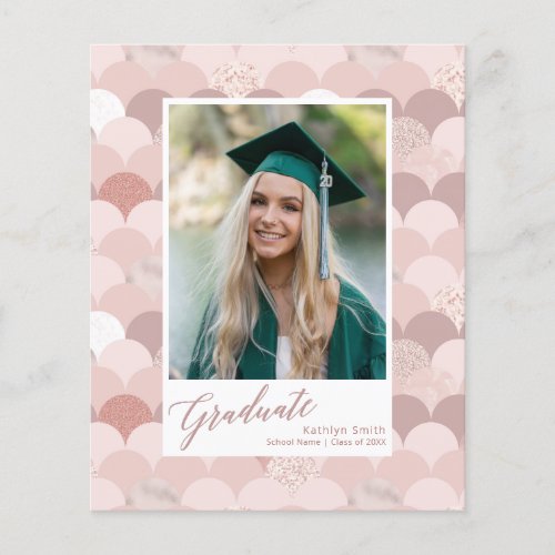 2022 BUDGET Rose Gold Glitter Girl Grad Invitation Flyer