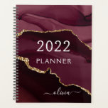 2022 Burgundy Purple Gold Agate Geode Script Planner<br><div class="desc">2022 Burgundy Purple and Gold Agate Geode Monogram Add Your Own Script Name 2022 Calendar Wedding Event Planner. This makes the perfect sweet 16 birthday,  wedding,  bridal shower,  anniversary,  baby shower or bachelorette party gift for someone that loves glam luxury and chic styles.</div>