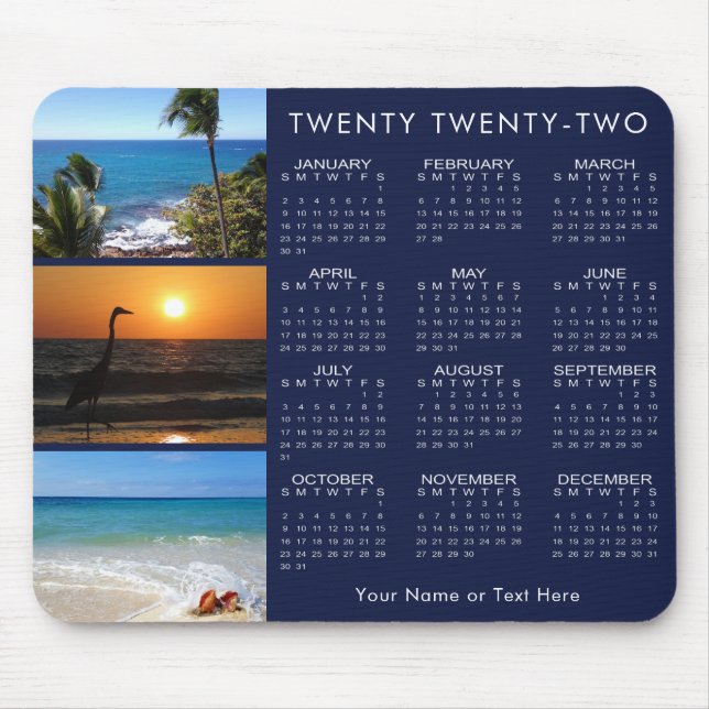 2022 Calendar 3 Photo Collage Your Color Mouse Pad (Front)