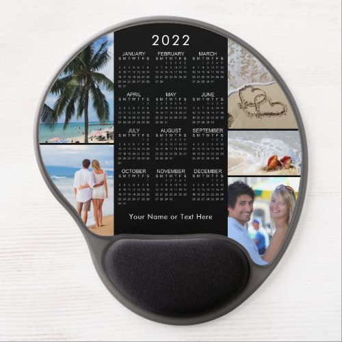 2022 Calendar 5 Photo Collage Personalized Black Gel Mouse Pad