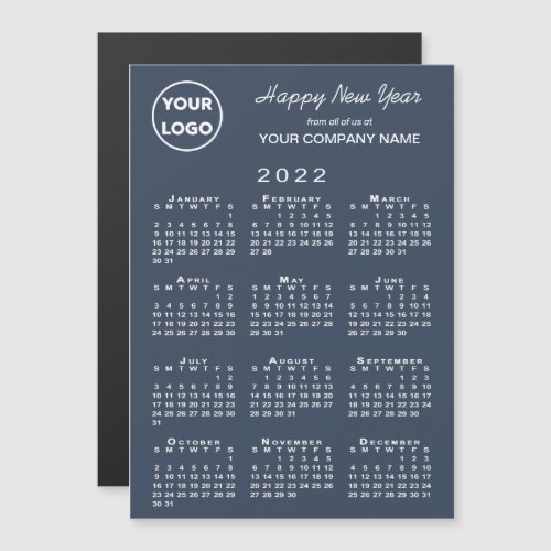 2022 Calendar Business Logo Navy Holiday Magnet