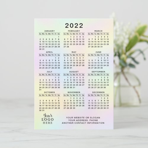 2022 Calendar Business Logo Pastel Holographic Program