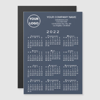 2022 Calendar Business Logo Text Navy Magnet Card