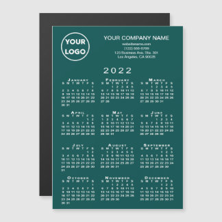 2022 Calendar Business Logo Text Teal Magnet Card
