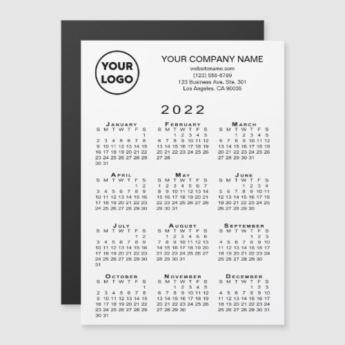 2022 Calendar Business Logo Text White Magnet Card