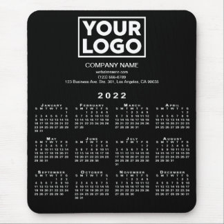2022 Calendar Company Logo and Text on Black Mouse Pad