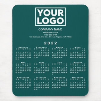 2022 Calendar Company Logo and Text on Blue Green Mouse Pad