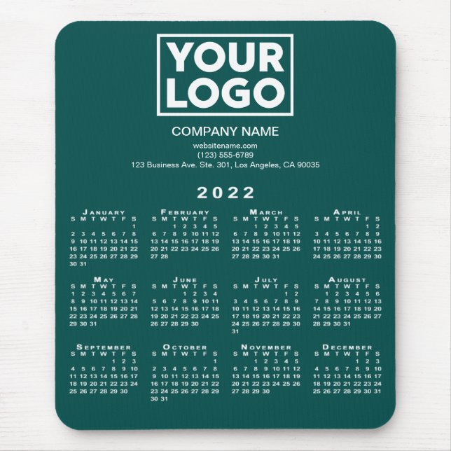 2022 Calendar Company Logo and Text on Blue Green Mouse Pad (Front)