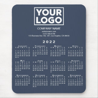 2022 Calendar Company Logo and Text on Navy Blue Mouse Pad