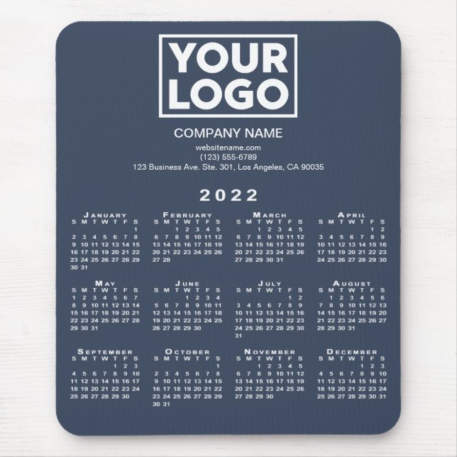 2022 Calendar Company Logo and Text on Navy Blue Mouse Pad (Front)
