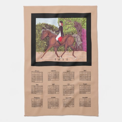 2022 Calendar Dressage Horse Equine Riding Sports Kitchen Towel