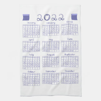 2022 Calendar Fabric Font Veri Peri Kitchen Towel