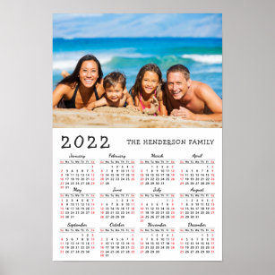 2022 Calendar Family Photo Custom Name Poster