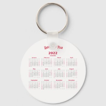 2022 Calendar Keychain  Basic Button Keychain by MushiStore at Zazzle