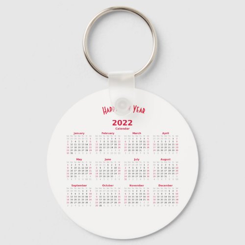 2022 Calendar Keychain Basic Button Keychain