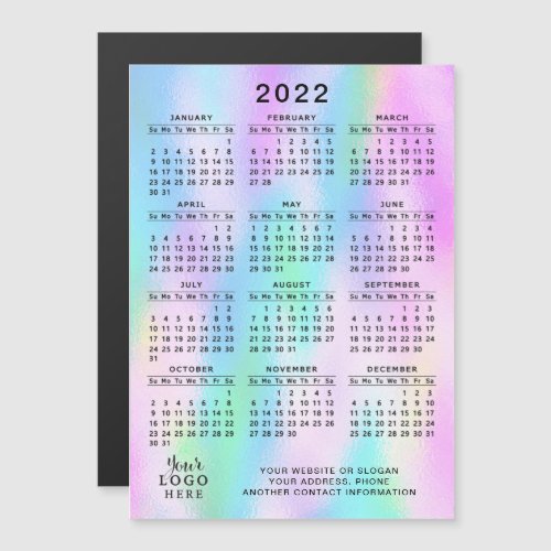 2022 Calendar Magnet Faux Holographic Girly