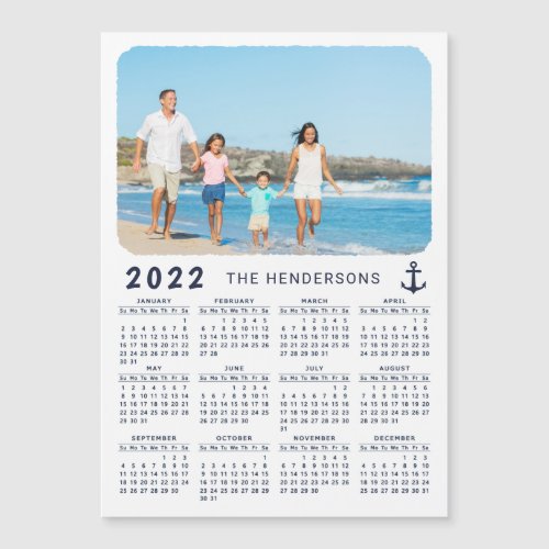 2022 Calendar Magnet Photo Family Modern Nautical