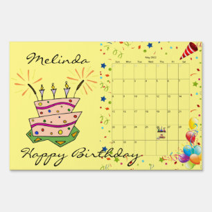 2022 Calendar May Happy Birthday Yard Sign