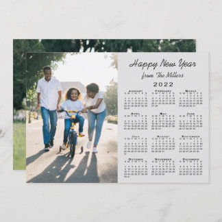 2022 Calendar Modern Gray 2 Photo Happy New Year Holiday Card