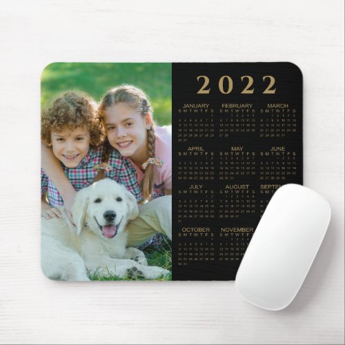 2022 Calendar Photo Black and Gold Mouse Pad