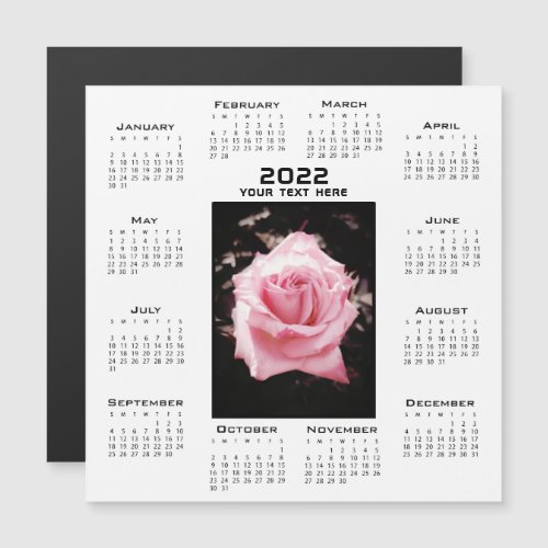 2022 Calendar Pink Rose Floral Photo Magnet