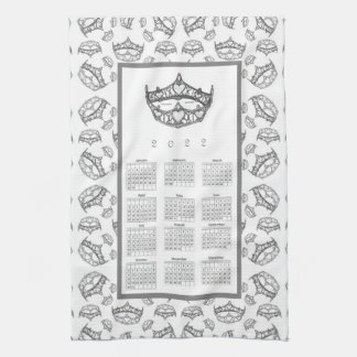 2022 Calendar Queen of Hearts Silver Crown Tiaras Kitchen Towel