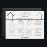 2022 Calendar Real Estate Company Custom Magnet<br><div class="desc">This modern realtor magnetic calendar is custom made with your realty company name under the the agent name in chic typography. This minimalist black and white calendar magnet features a simple line drawing of a house. Contemporary marketing gift for a real estate agent working to help you buy a home....</div>