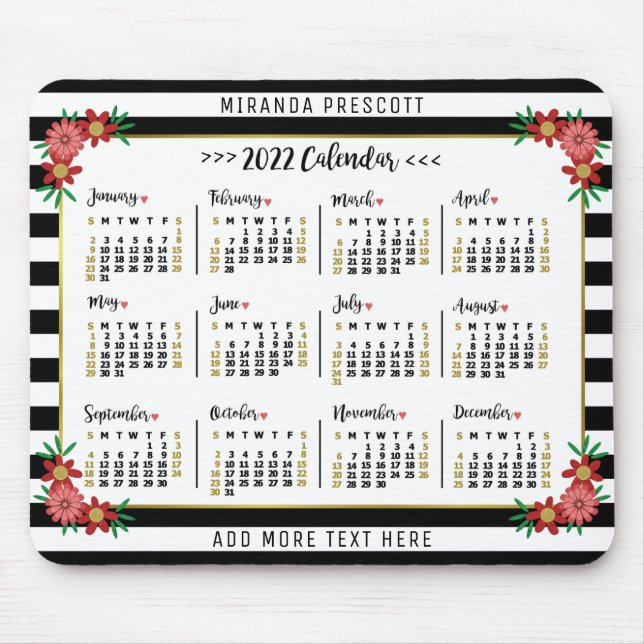 2022 Calendar (See Description for New Version)  Mouse Pad (Front)
