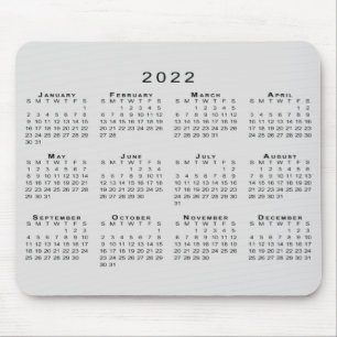 2022 Calendar Simple Gray and Black Mouse Pad