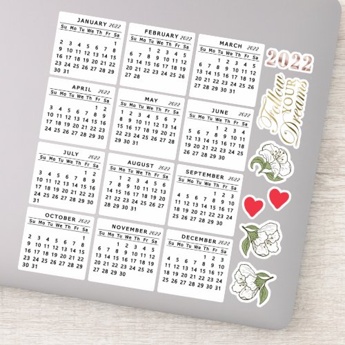 2022 Calendar Sticker Modern Cute Planners Labels