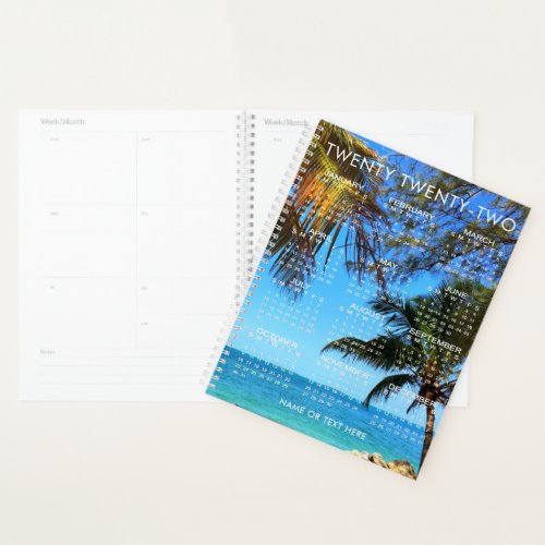 2022 Calendar Tropical Beach or Your Photo Text Planner