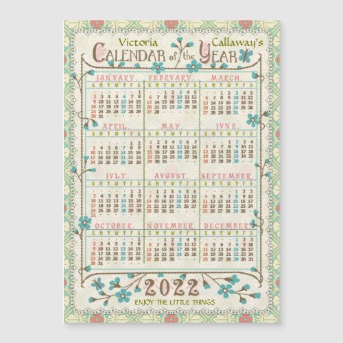 2022 Calendar Victorian Art Nouveau Custom Magnet
