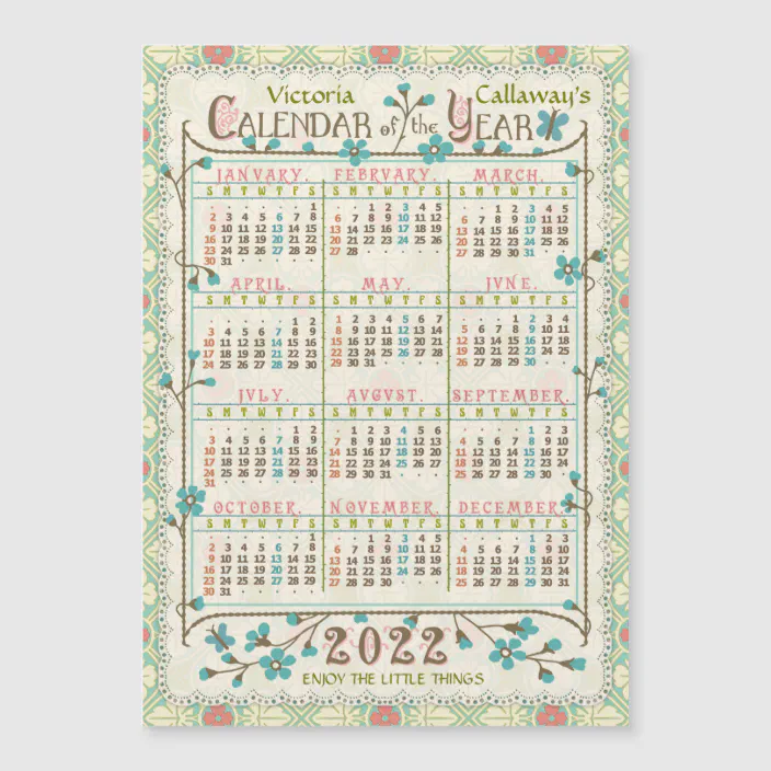 2022 calendar victorian art nouveau custom magnet zazzle com