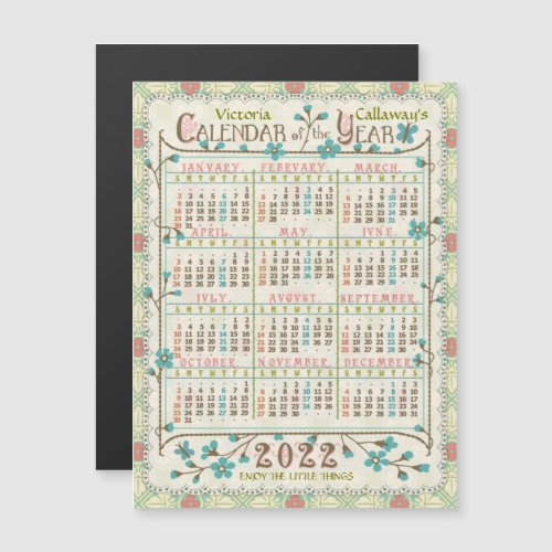 2022 Calendar Victorian Art Nouveau Custom Small Magnetic Invitation