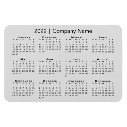 2022 Calendar with Company Name Gray Magnet