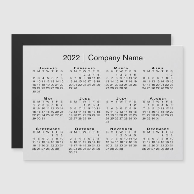 2022 Calendar with Company Name Gray Magnet (Front/Back)